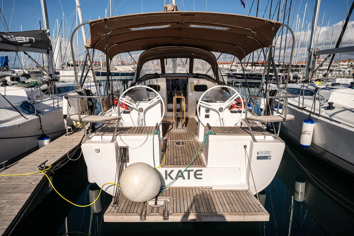 Cockpit of Kate, a Elan Impression 40.1 sailboat at Pirovac, Croatia