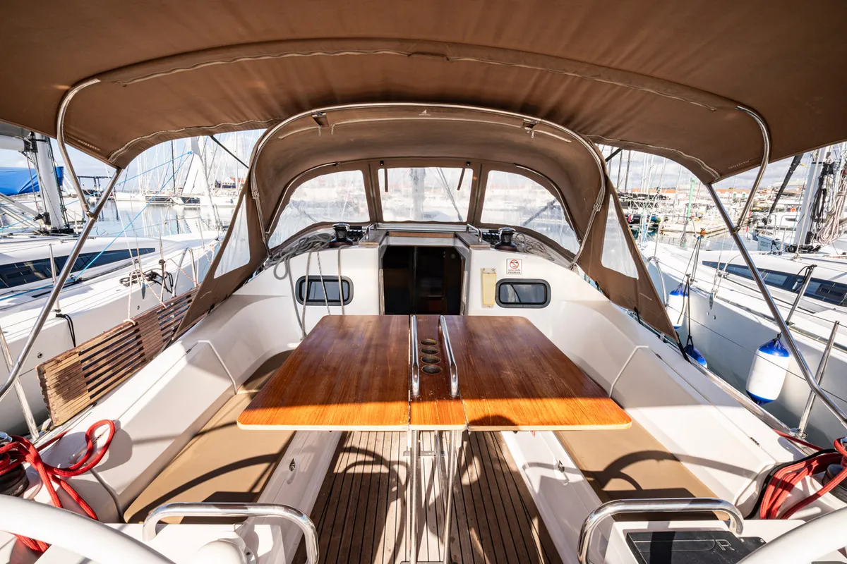 Cockpit of Kate, a Elan Impression 40.1 sailboat at Pirovac, Croatia