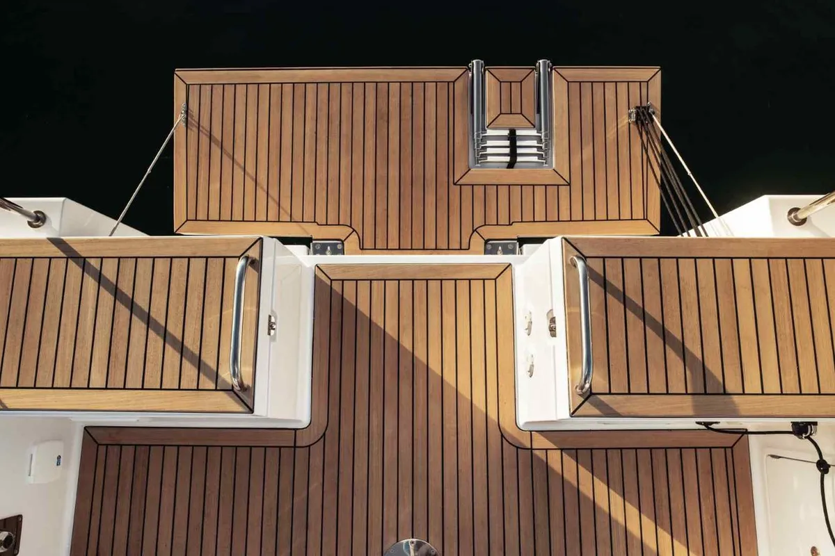 Deck of Kate, a Elan Impression 40.1 sailboat at Pirovac, Croatia