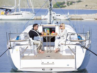 Deck of Kate, a Elan Impression 40.1 sailboat at Pirovac, Croatia