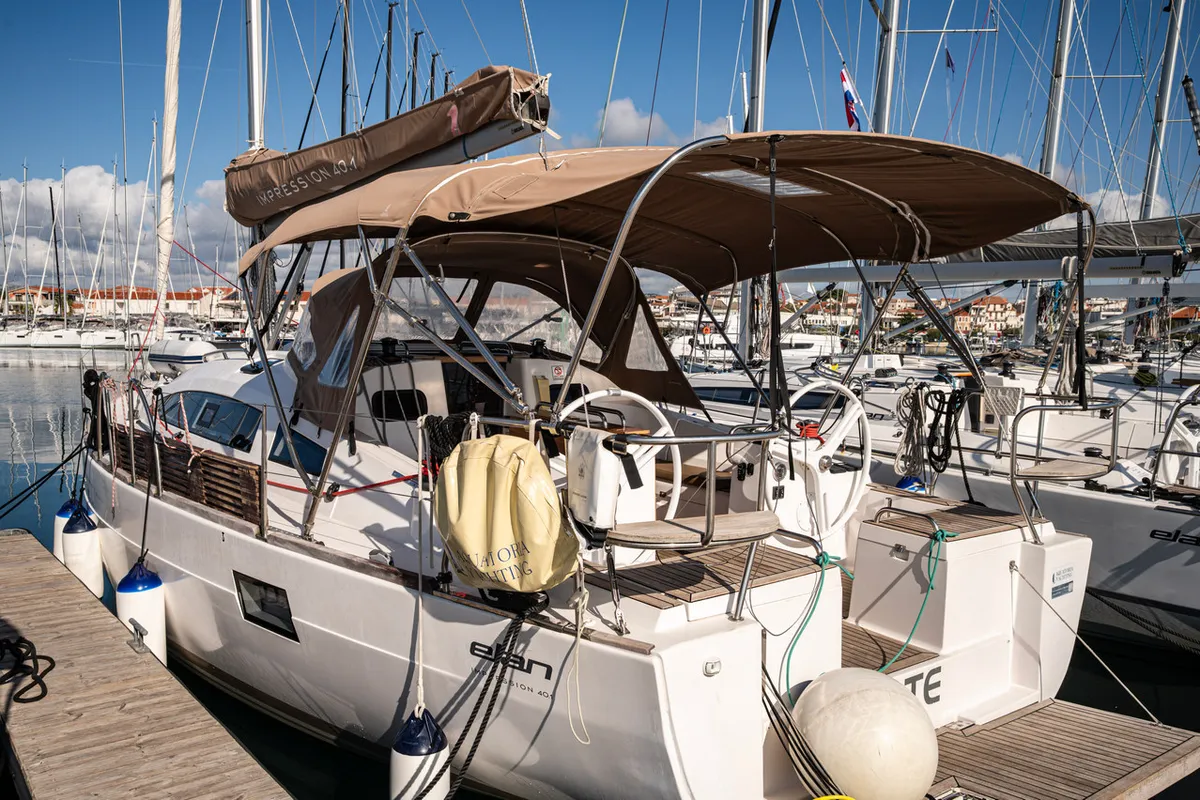 Exterior view of Kate, a Elan Impression 40.1 sailboat at Pirovac, Croatia