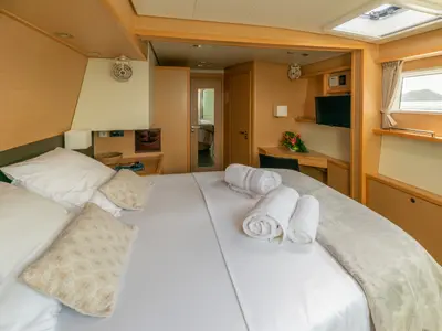 Cabin on Ever III, a Lagoon 560 catamaran at Ajaccio, France