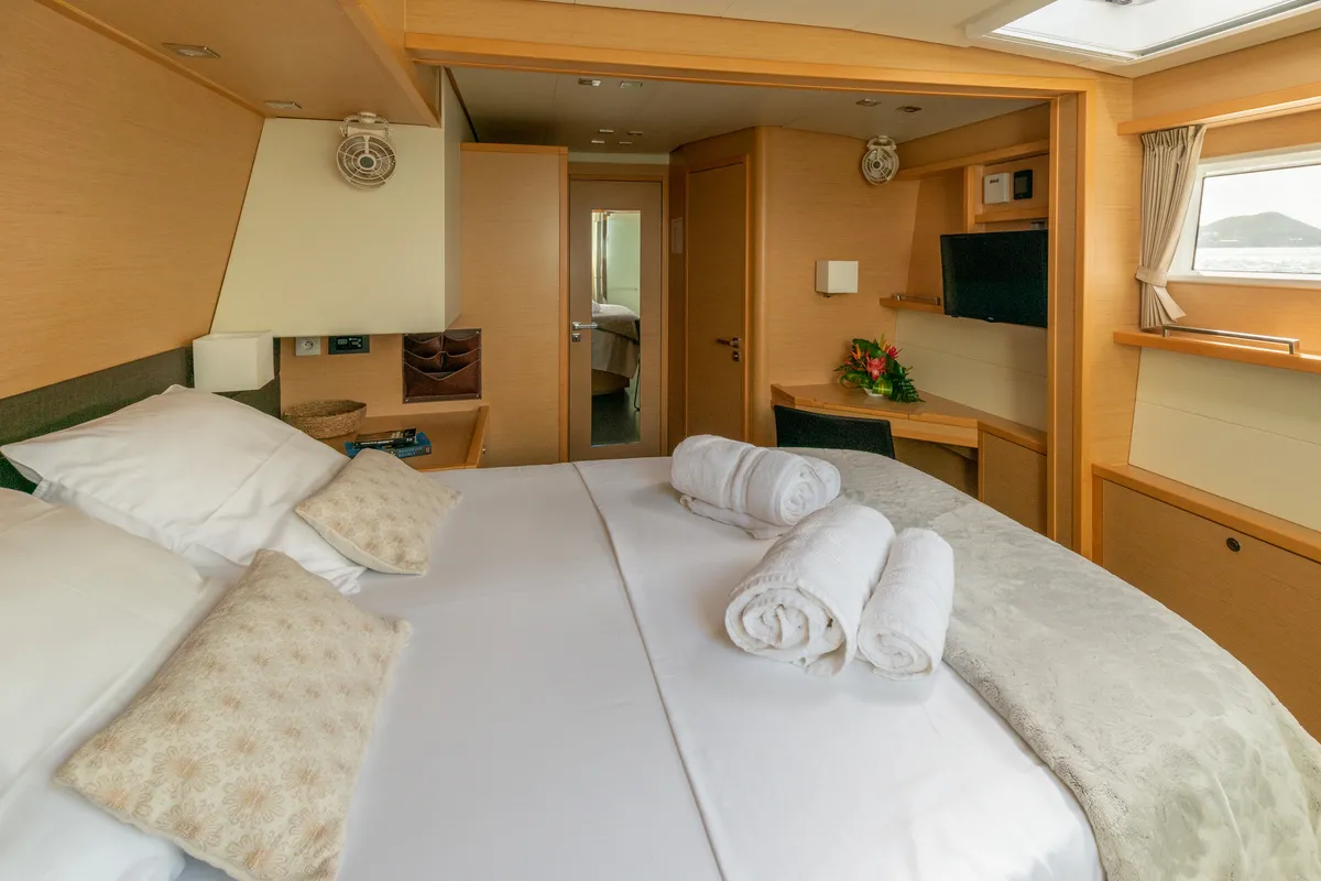 Cabin on Ever III, a Lagoon 560 catamaran at Ajaccio, France