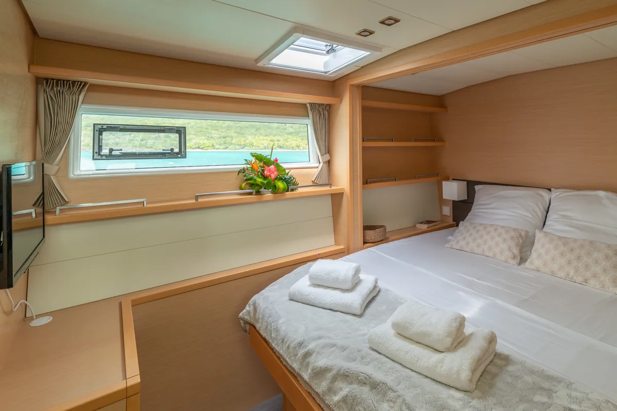 Cabin on Ever III, a Lagoon 560 catamaran at Ajaccio, France