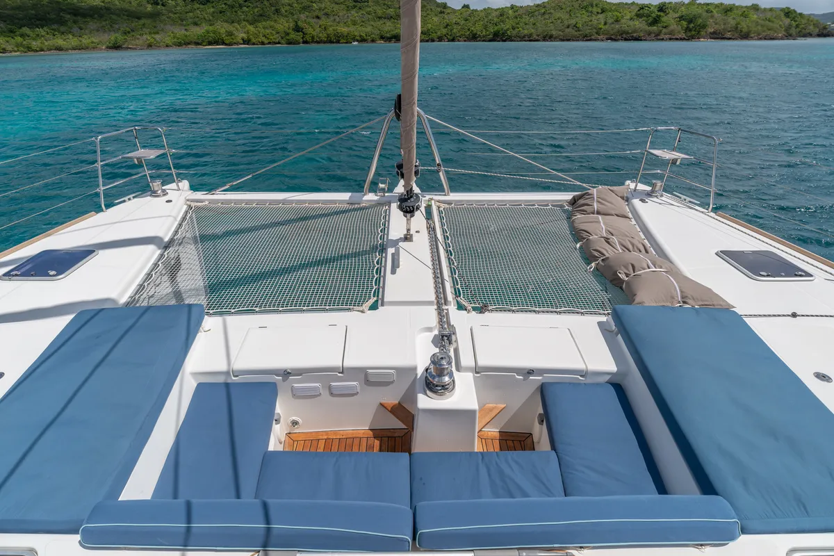 Deck of Ever III, a Lagoon 560 catamaran at Ajaccio, France