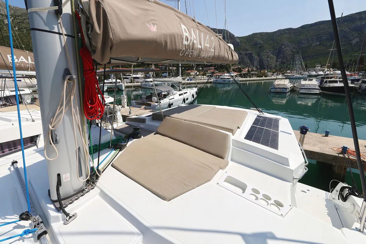 Deck of Aglaia, a Bali 4.2 catamaran at Dubrovnik, Croatia