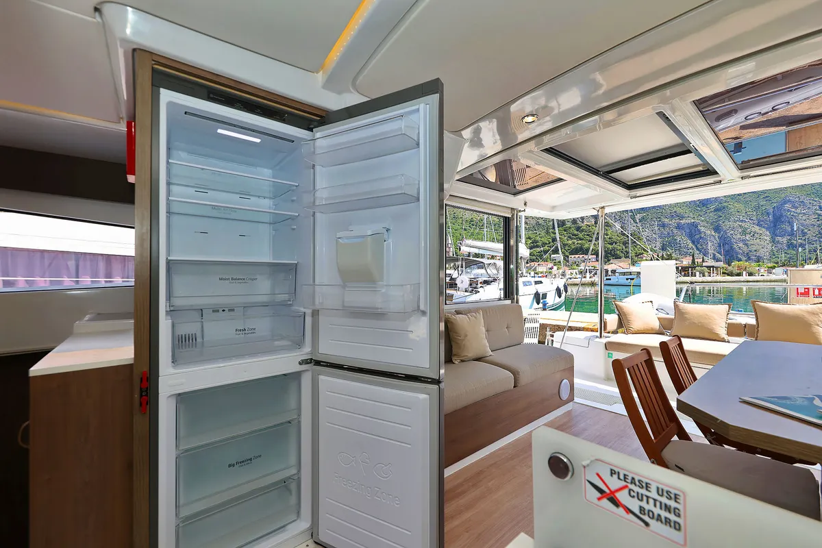 Galley of Aglaia, a Bali 4.2 catamaran at Dubrovnik, Croatia