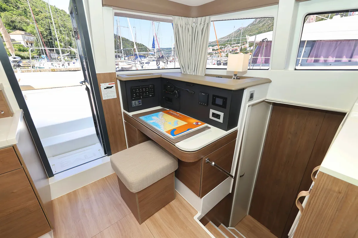 Salon of Aglaia, a Bali 4.2 catamaran at Dubrovnik, Croatia