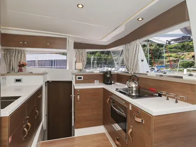 Galley of Aglaia, a Bali 4.2 catamaran at Dubrovnik, Croatia
