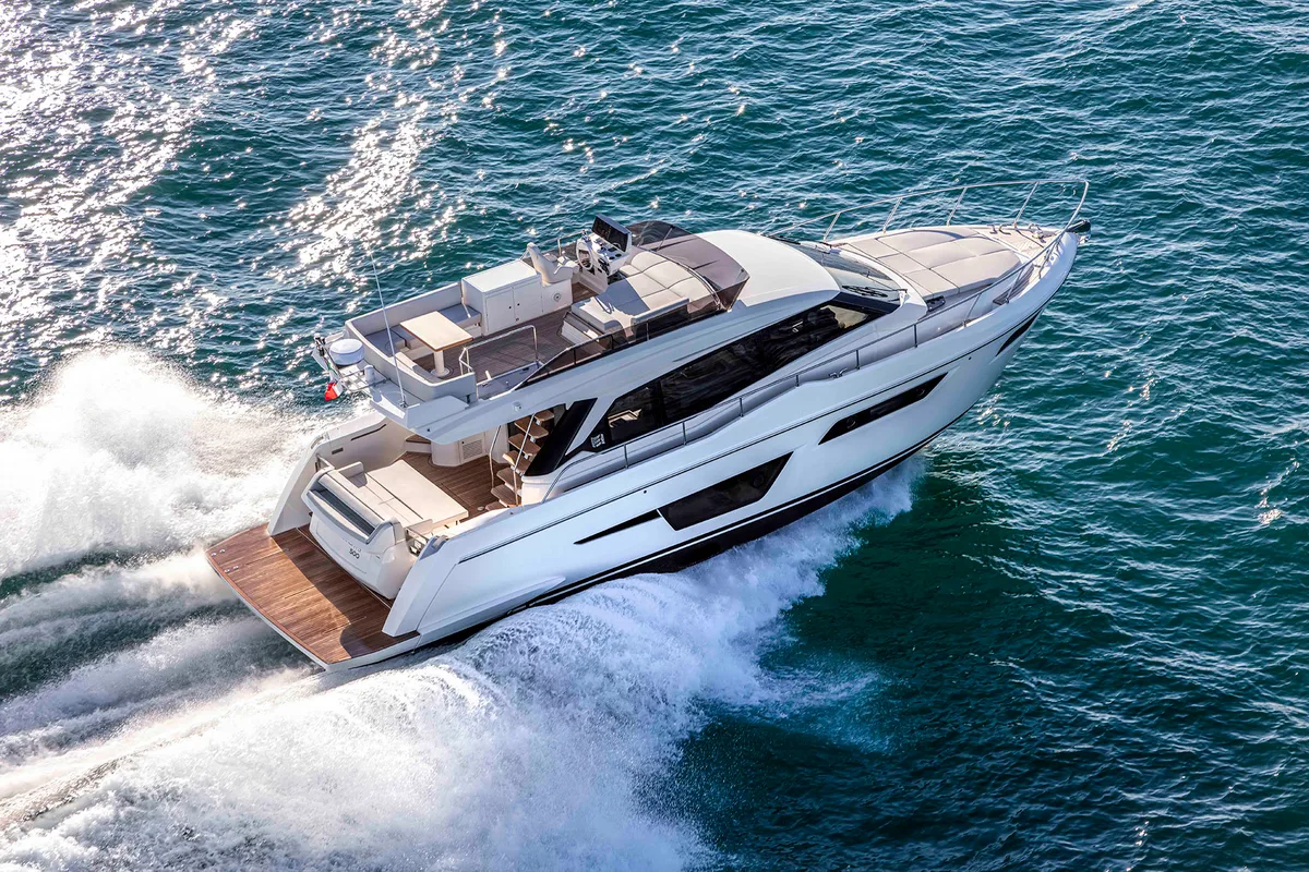 Exterior view of Anna, a Ferretti Yachts 500 motor yacht at Podstrana - Miljevac, Croatia