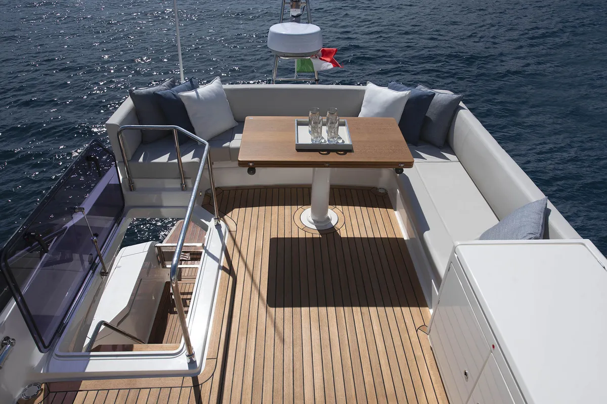 Deck of Anna, a Ferretti Yachts 500 motor yacht at Podstrana - Miljevac, Croatia