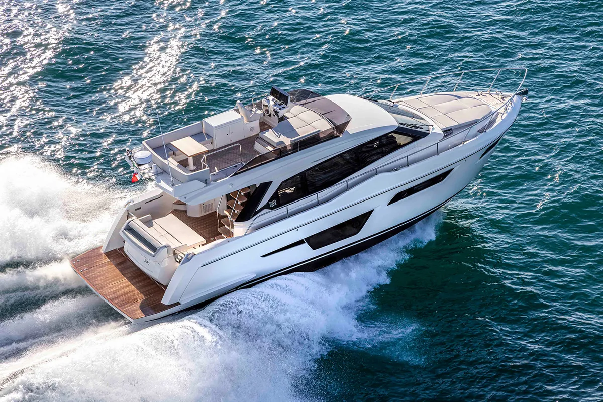Exterior view of Anna, a Ferretti Yachts 500 motor yacht at Podstrana - Miljevac, Croatia