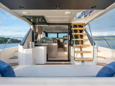 Deck of Anna, a Ferretti Yachts 500 motor yacht at Podstrana - Miljevac, Croatia