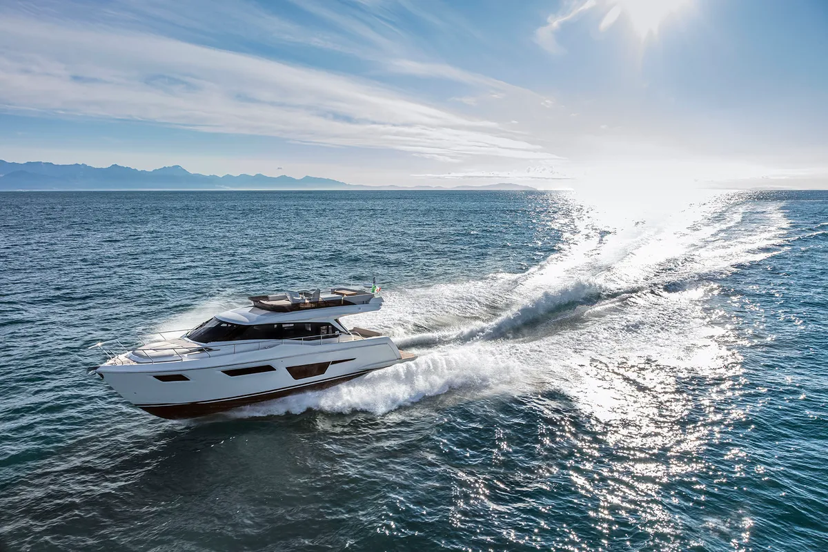 Exterior view of Anna, a Ferretti Yachts 500 motor yacht at Podstrana - Miljevac, Croatia