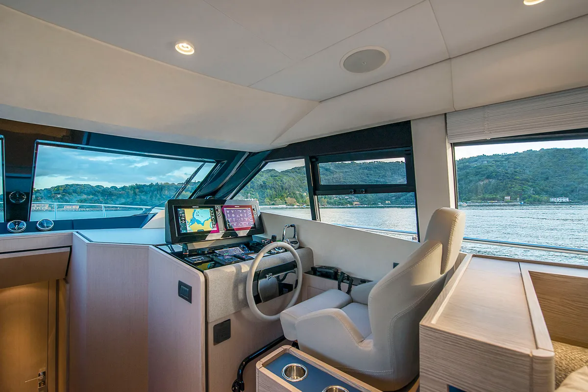 Cockpit of Anna, a Ferretti Yachts 500 motor yacht at Podstrana - Miljevac, Croatia