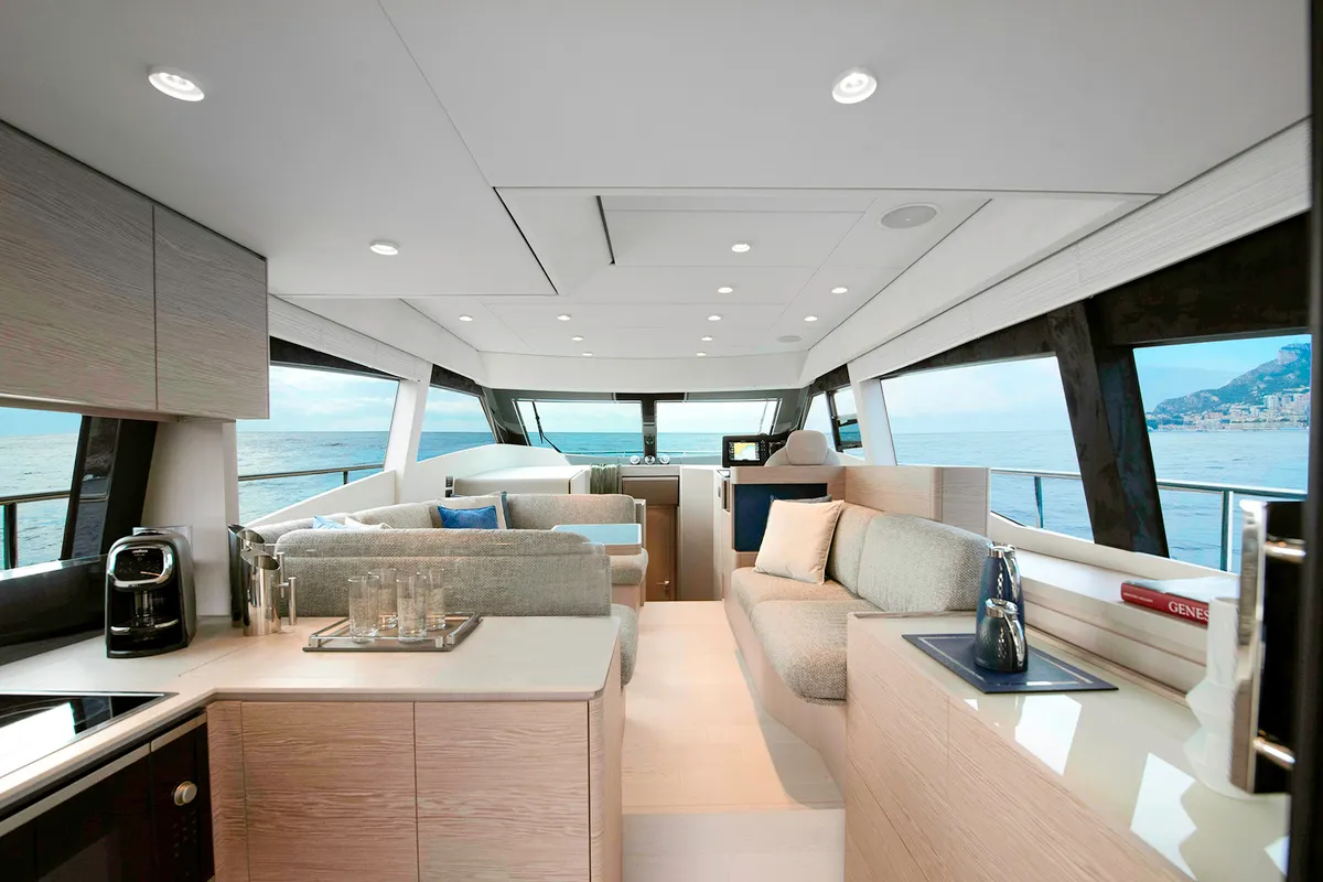 Cockpit of Anna, a Ferretti Yachts 500 motor yacht at Podstrana - Miljevac, Croatia