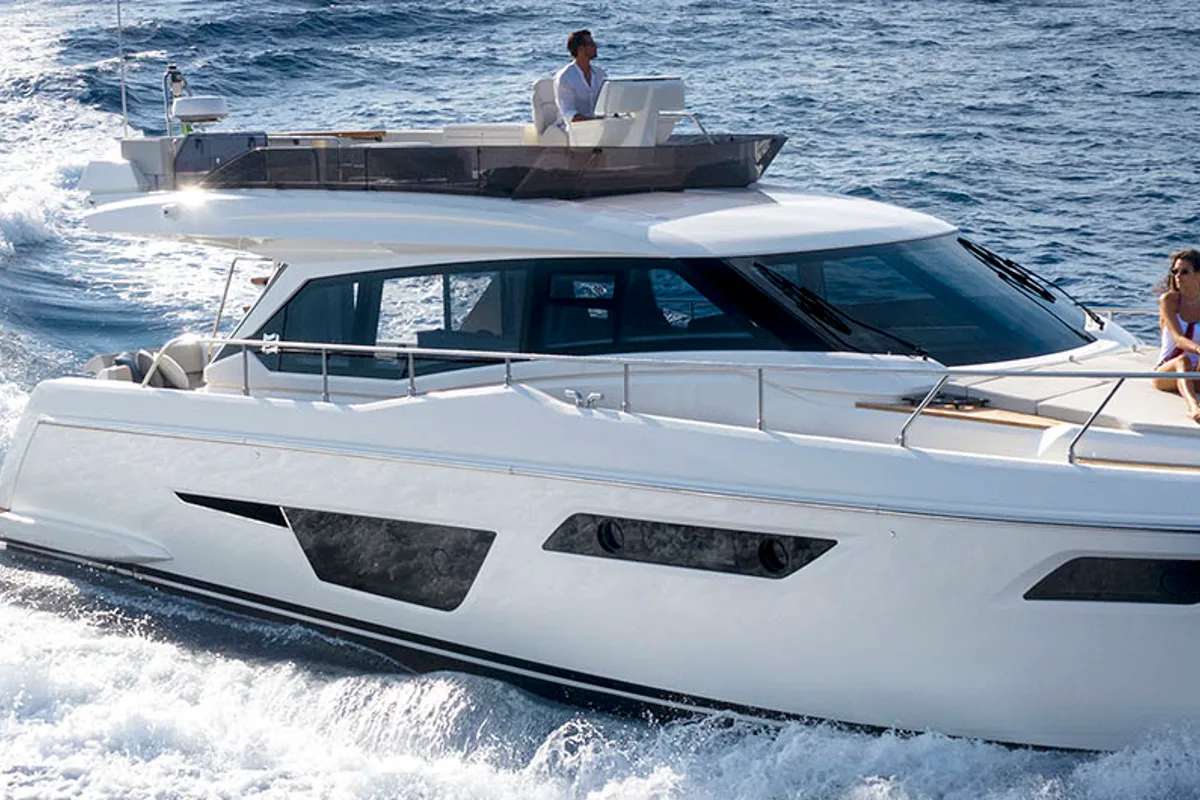 Exterior view of Anna, a Ferretti Yachts 500 motor yacht at Podstrana - Miljevac, Croatia