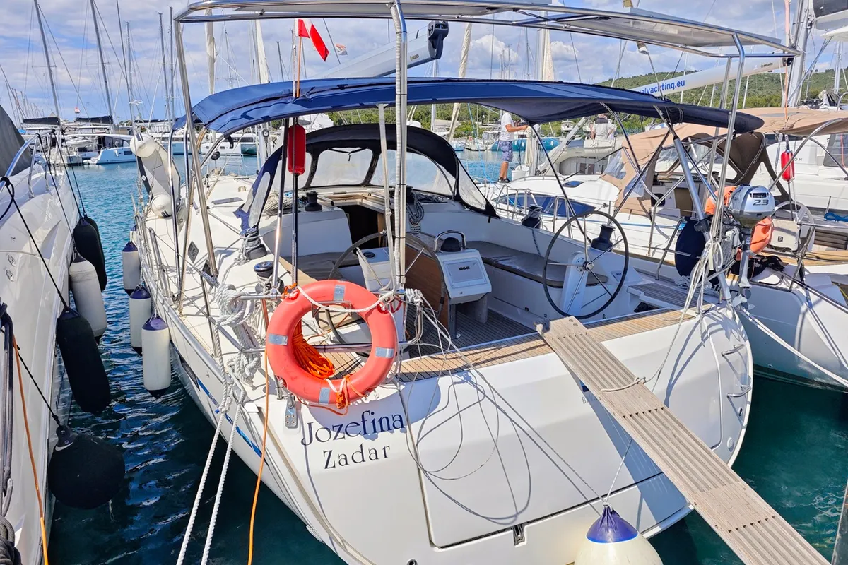 Exterior view of Jozefina, a Bavaria Cruiser 51 sailboat at Općina Sukošan, Croatia
