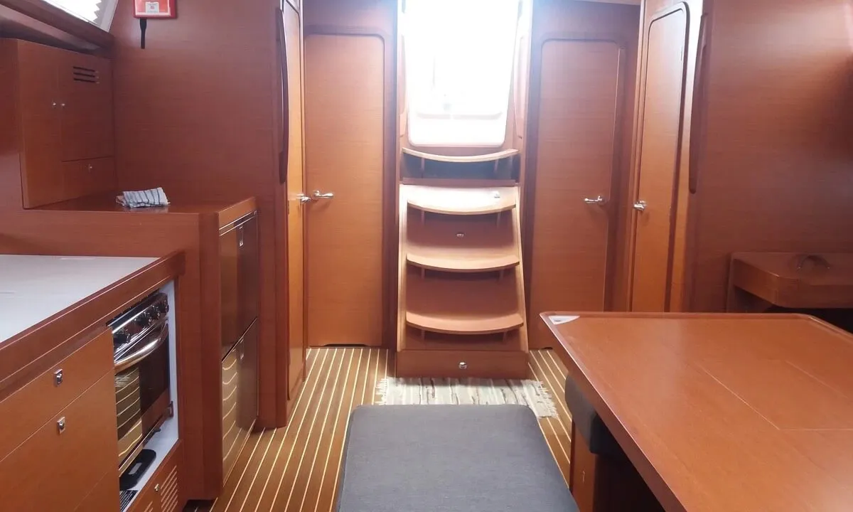 Salon of Nearchos, a Dufour 460 GL sailboat at Lavrion, Greece