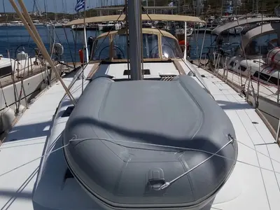 Deck of Nearchos, a Dufour 460 GL sailboat at Lavrion, Greece