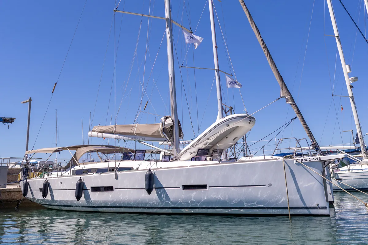 RUBIN, a Dufour 460 Grand Large sailboat at Port de Pollença, Spain