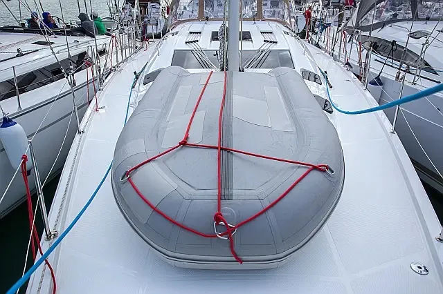 Deck of Elysium I, a Elan Impression 50 sailboat at Seget Donji, Croatia