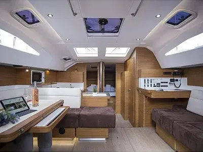 Salon of Elysium I, a Elan Impression 50 sailboat at Seget Donji, Croatia