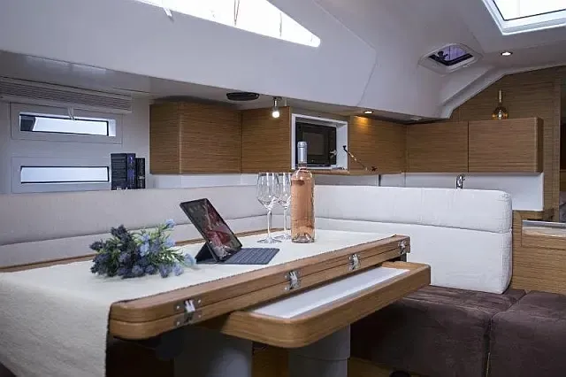 Salon of Elysium I, a Elan Impression 50 sailboat at Seget Donji, Croatia