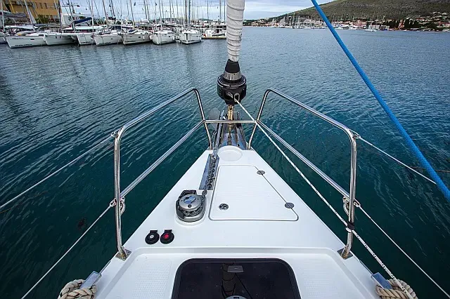 Deck of Elysium I, a Elan Impression 50 sailboat at Seget Donji, Croatia