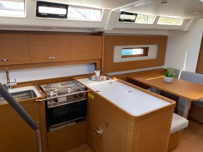 Galley of Saetta, a Beneteau First 44 sailboat at Olbia, Italy