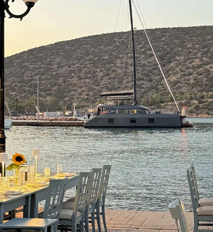 Ksenia, a Sunreef 60 catamaran at Nea Peramos, Greece