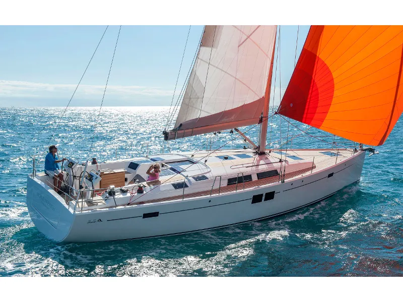 Exterior view of FURIA, a Hanse 505 sailboat at Kaštela, Croatia