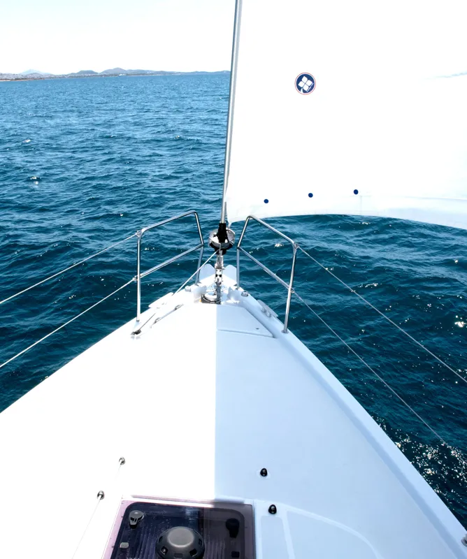 Deck of Marianna, a Jeanneau Sun Odyssey 410 sailboat at Kontokali, Greece