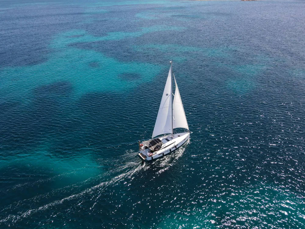 Exterior view of Marianna, a Jeanneau Sun Odyssey 410 sailboat at Kontokali, Greece