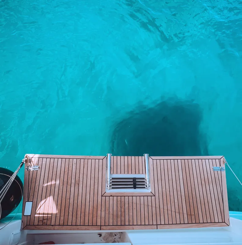 Deck of Marianna, a Jeanneau Sun Odyssey 410 sailboat at Kontokali, Greece