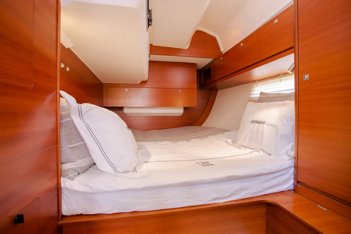 Cabin on Balthazar, a Lagoon 560 catamaran at Olbia, Italy