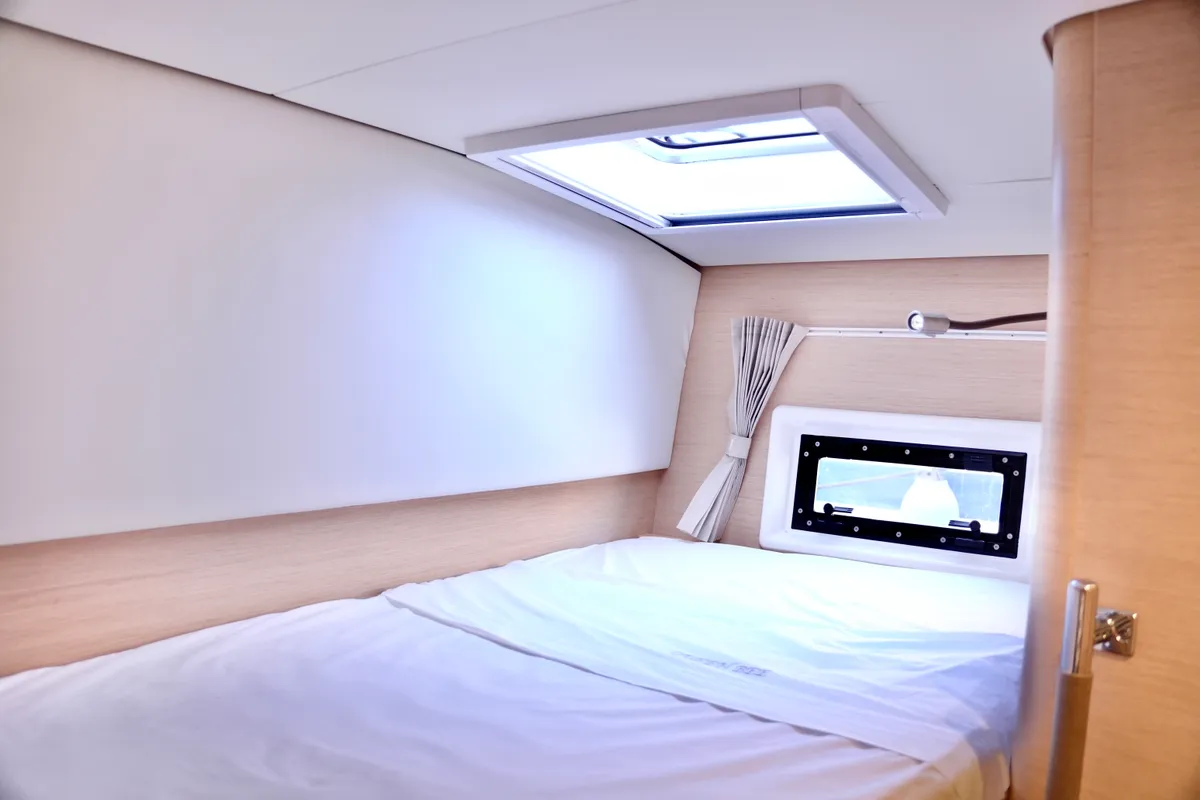 Cabin on Balthazar, a Lagoon 560 catamaran at Olbia, Italy