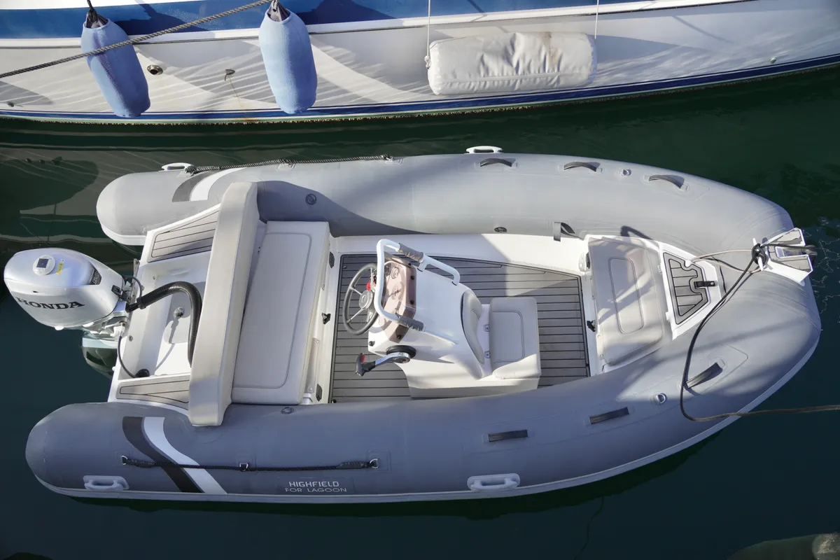 Balthazar, a Lagoon 560 catamaran at Olbia, Italy