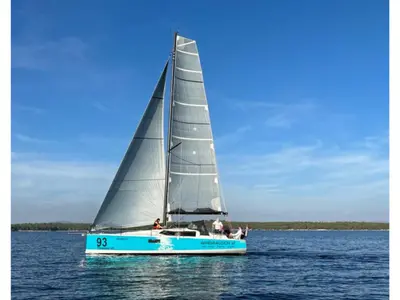 Exterior view of Windrausch, a Pogo 36 sailboat at Grad Biograd na Moru, Croatia