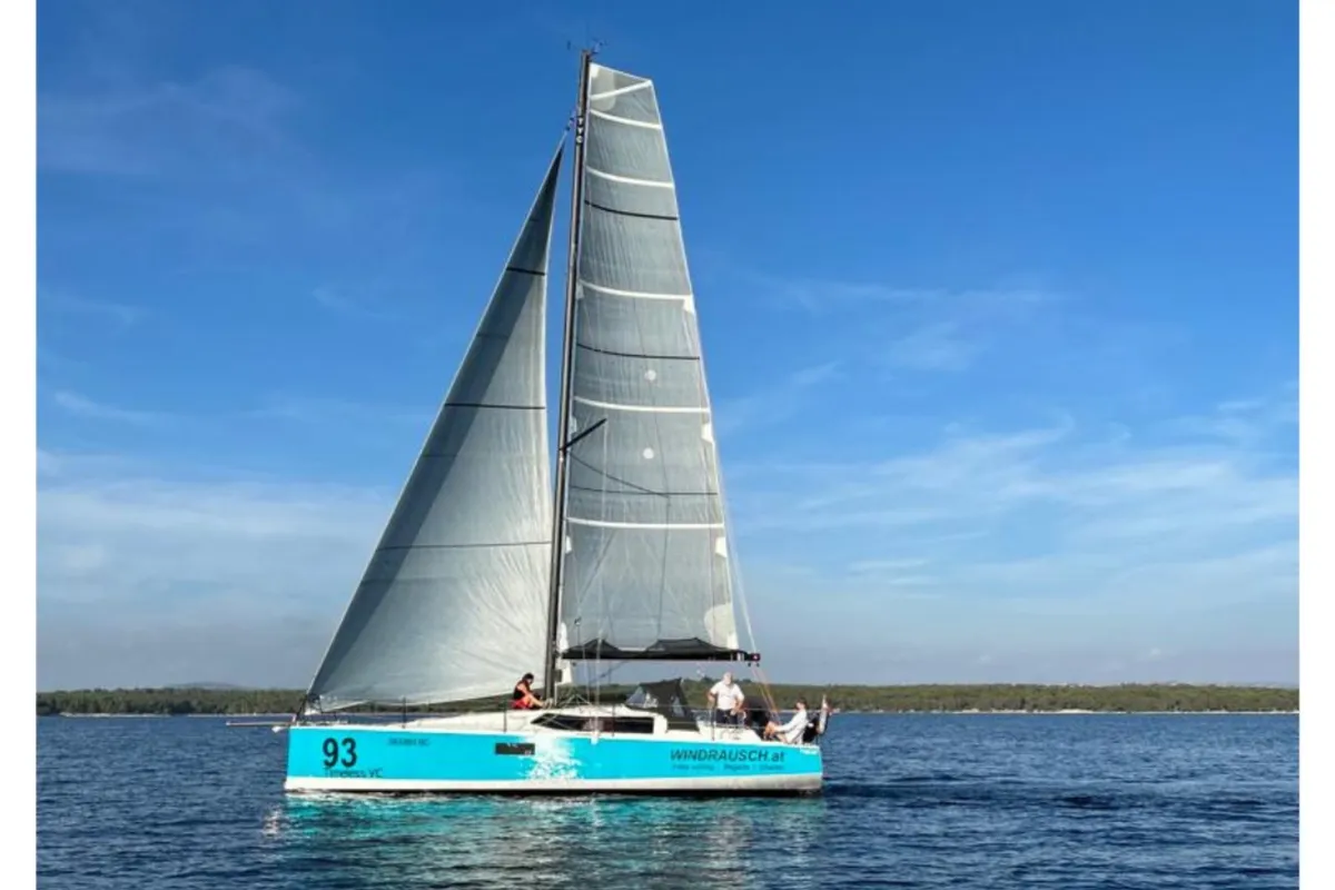 Exterior view of Windrausch, a Pogo 36 sailboat at Grad Biograd na Moru, Croatia