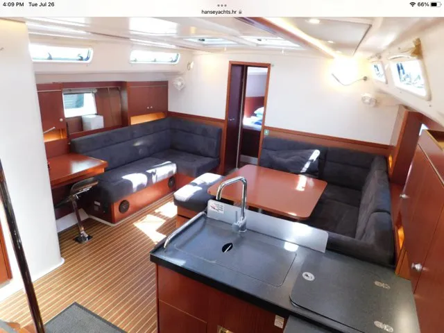 Salon of Jenny, a Hanse 455 sailboat at Punat, Croatia