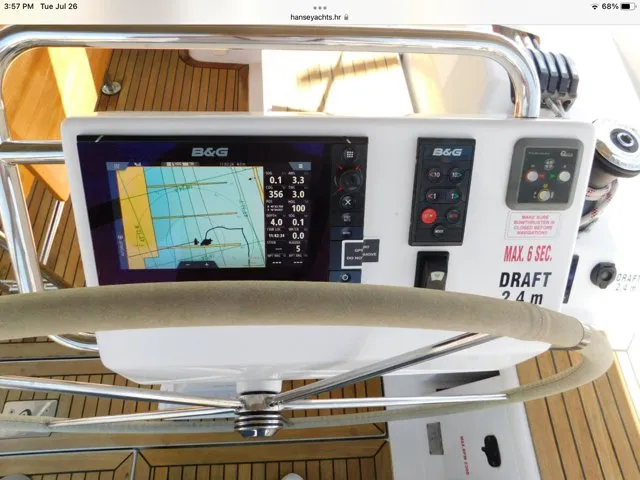 Cockpit of Jenny, a Hanse 455 sailboat at Punat, Croatia