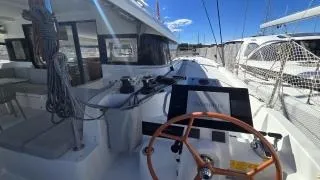 Cockpit of Estel, a Excess 14 catamaran at Ajaccio, France