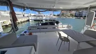 Deck of Estel, a Excess 14 catamaran at Ajaccio, France