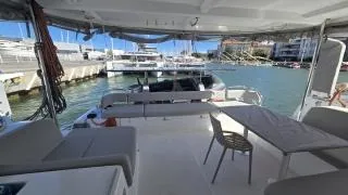 Deck of Estel, a Excess 14 catamaran at Ajaccio, France