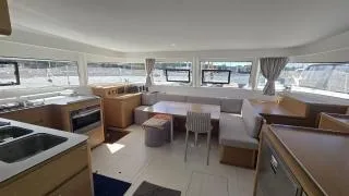 Salon of Estel, a Excess 14 catamaran at Ajaccio, France