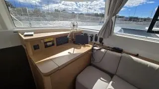 Cockpit of Estel, a Excess 14 catamaran at Ajaccio, France