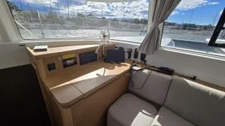 Cockpit of Estel, a Excess 14 catamaran at Ajaccio, France