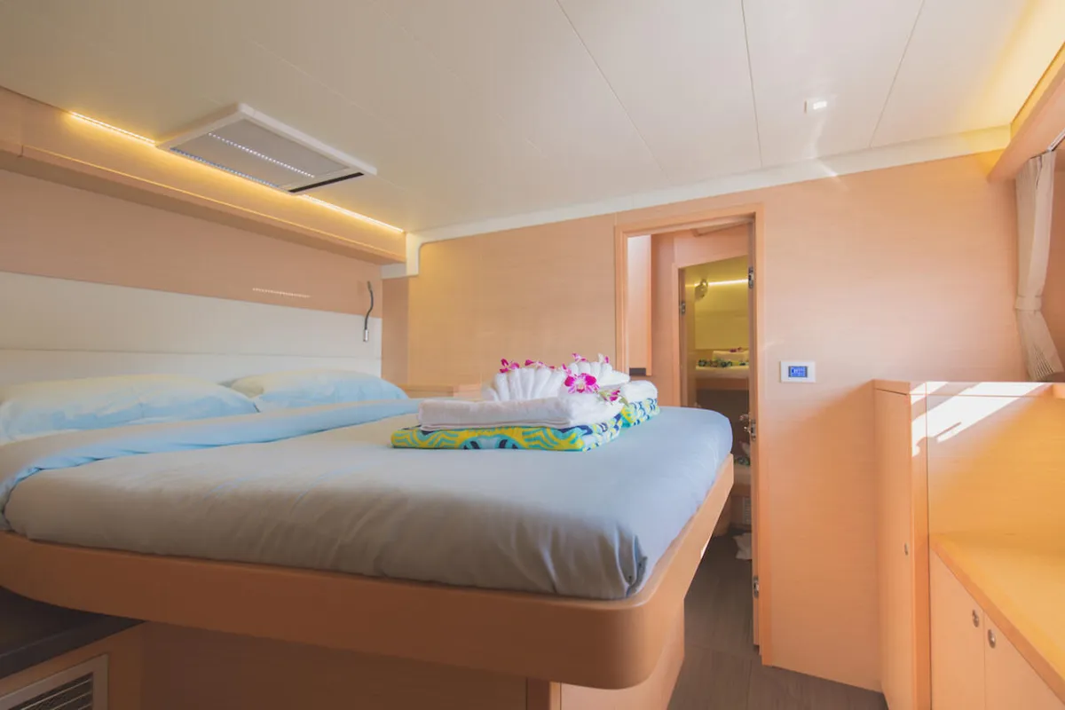 Cabin on Blue Moon, a Lagoon 52 F catamaran at Pa Khlok, Thailand
