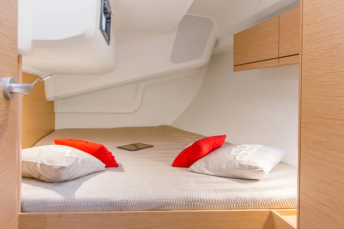 Cabin on Dafne, a Hanse 418 sailboat at Marmaris, Turkey